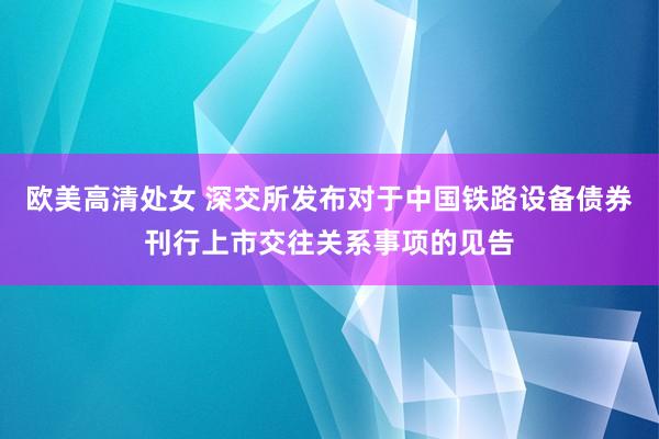 欧美高清处女 深交所发布对于中国铁路设备债券刊行上市交往关系事项的见告