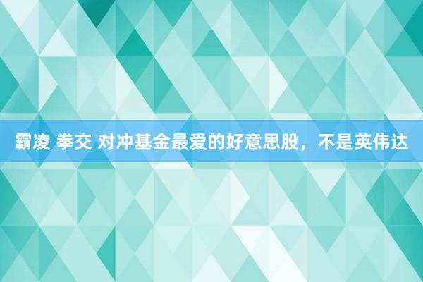 霸凌 拳交 对冲基金最爱的好意思股，不是英伟达