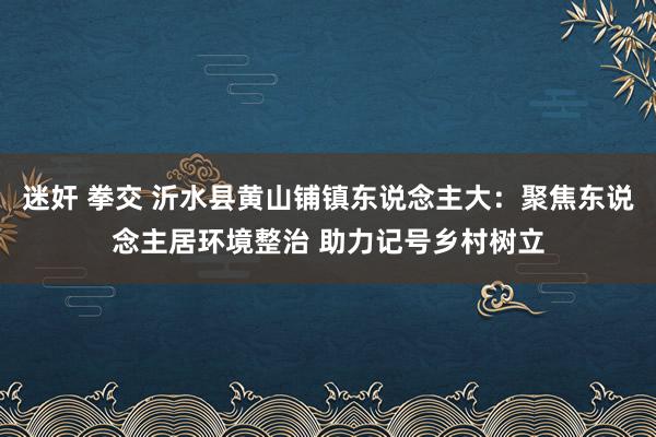 迷奸 拳交 沂水县黄山铺镇东说念主大：聚焦东说念主居环境整治 助力记号乡村树立