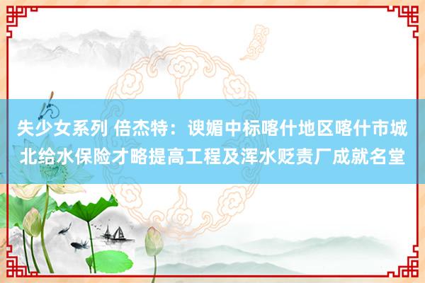 失少女系列 倍杰特：谀媚中标喀什地区喀什市城北给水保险才略提高工程及浑水贬责厂成就名堂