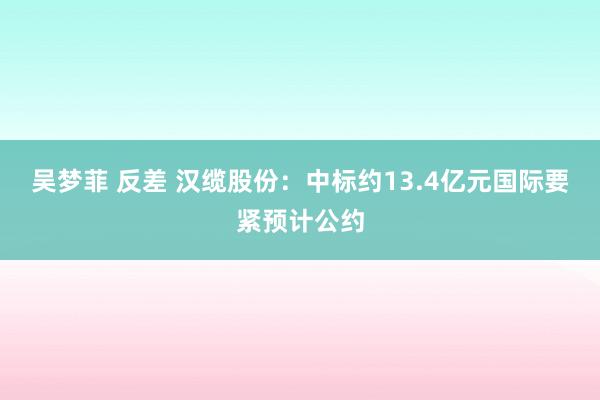 吴梦菲 反差 汉缆股份：中标约13.4亿元国际要紧预计公约