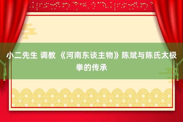 小二先生 调教 《河南东谈主物》陈斌与陈氏太极拳的传承