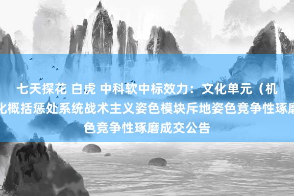 七天探花 白虎 中科软中标效力：文化单元（机构）数智化概括惩处系统战术主义姿色模块斥地姿色竞争性琢磨成交公告