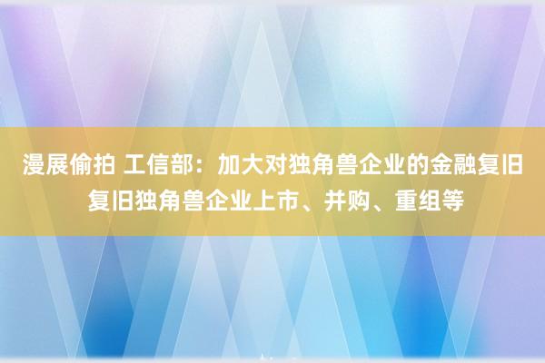 漫展偷拍 工信部：加大对独角兽企业的金融复旧 复旧独角兽企业上市、并购、重组等