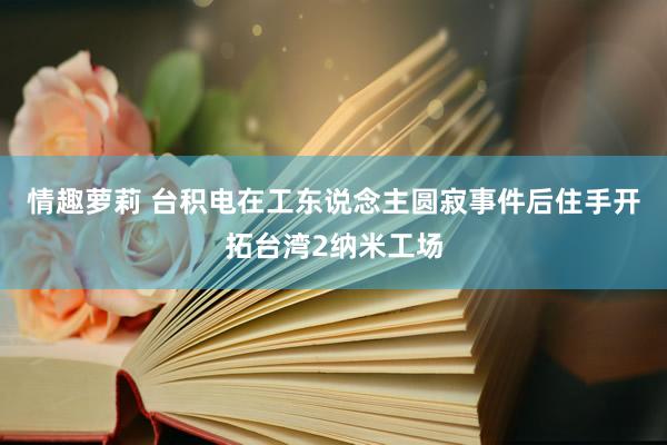 情趣萝莉 台积电在工东说念主圆寂事件后住手开拓台湾2纳米工场