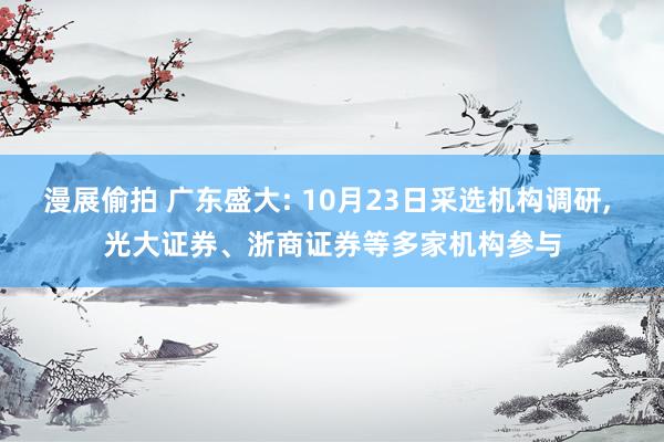 漫展偷拍 广东盛大: 10月23日采选机构调研， 光大证券、浙商证券等多家机构参与