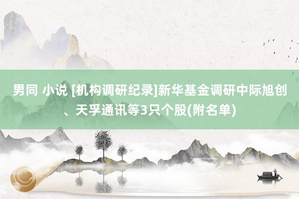 男同 小说 [机构调研纪录]新华基金调研中际旭创、天孚通讯等3只个股(附名单)