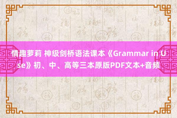 情趣萝莉 神级剑桥语法课本《Grammar in Use》初、中、高等三本原版PDF文本+音频