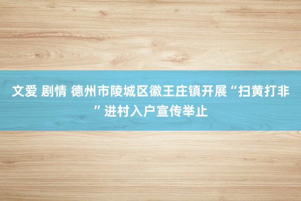 文爱 剧情 德州市陵城区徽王庄镇开展“扫黄打非”进村入户宣传举止