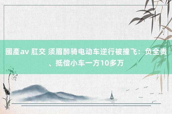 國產av 肛交 须眉醉骑电动车逆行被撞飞：负全责、抵偿小车一方10多万