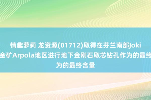 情趣萝莉 龙资源(01712)取得在芬兰南部Jokisivu金矿Arpola地区进行地下金刚石取芯钻孔作为的最终含量