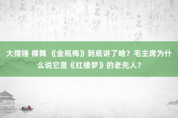 大摆锤 裸舞 《金瓶梅》到底讲了啥？毛主席为什么说它是《红楼梦》的老先人？