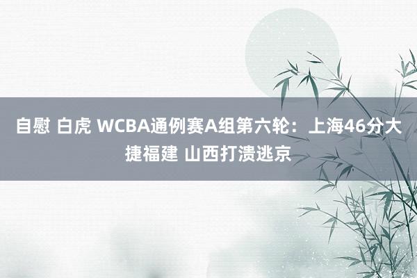 自慰 白虎 WCBA通例赛A组第六轮：上海46分大捷福建 山西打溃逃京