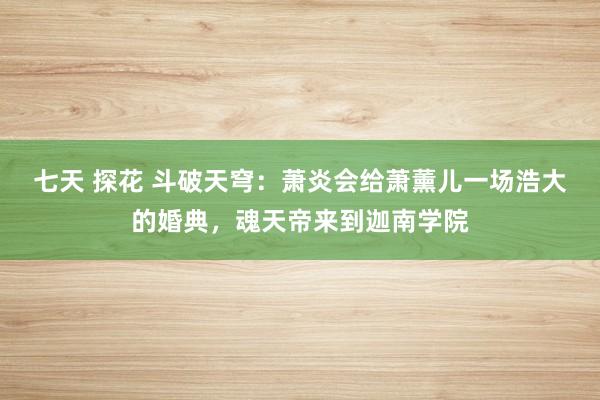 七天 探花 斗破天穹：萧炎会给萧薰儿一场浩大的婚典，魂天帝来到迦南学院