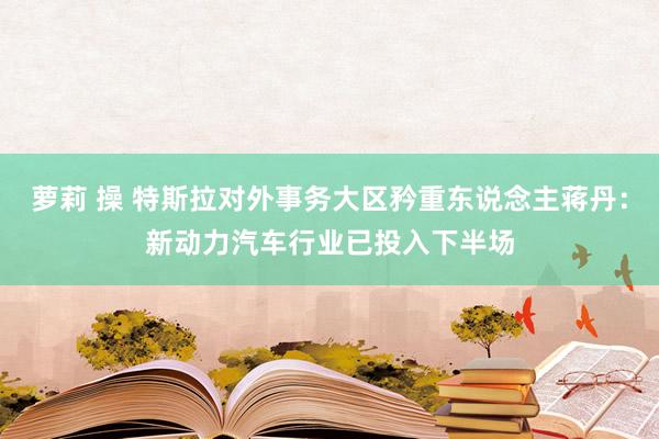 萝莉 操 特斯拉对外事务大区矜重东说念主蒋丹：新动力汽车行业已投入下半场