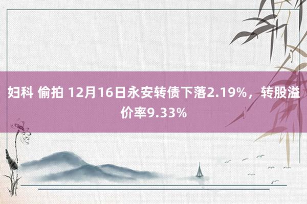 妇科 偷拍 12月16日永安转债下落2.19%，转股溢价率9.33%