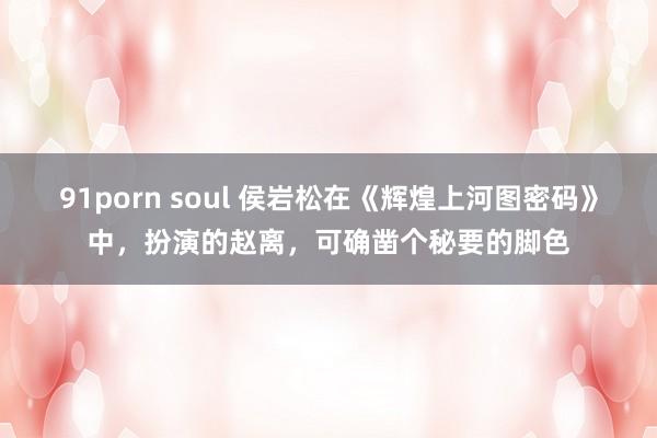 91porn soul 侯岩松在《辉煌上河图密码》中，扮演的赵离，可确凿个秘要的脚色