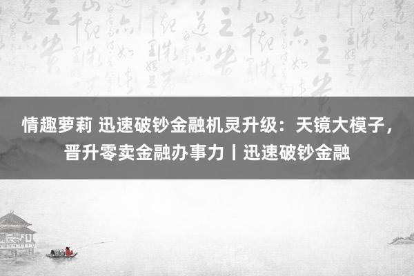 情趣萝莉 迅速破钞金融机灵升级：天镜大模子，晋升零卖金融办事力丨迅速破钞金融