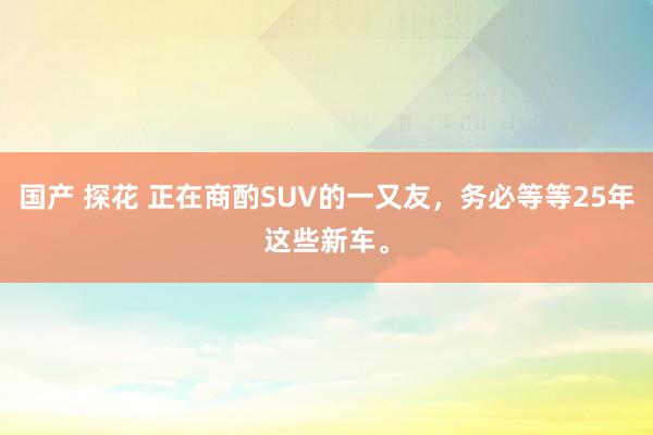 国产 探花 正在商酌SUV的一又友，务必等等25年这些新车。