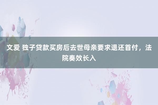 文爱 独子贷款买房后去世母亲要求退还首付，法院奏效长入