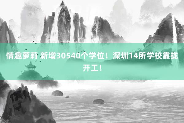 情趣萝莉 新增30540个学位！深圳14所学校靠拢开工！