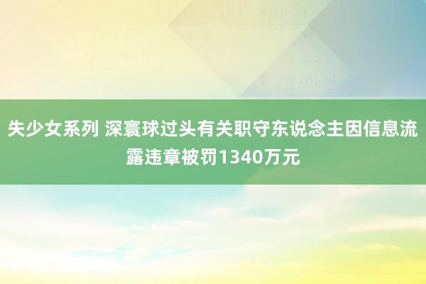 失少女系列 深寰球过头有关职守东说念主因信息流露违章被罚1340万元