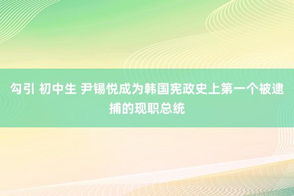 勾引 初中生 尹锡悦成为韩国宪政史上第一个被逮捕的现职总统